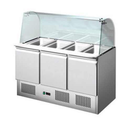 Saladette mit Glas Aufsatz 4 x GN 1/1 -1365x700x850mm