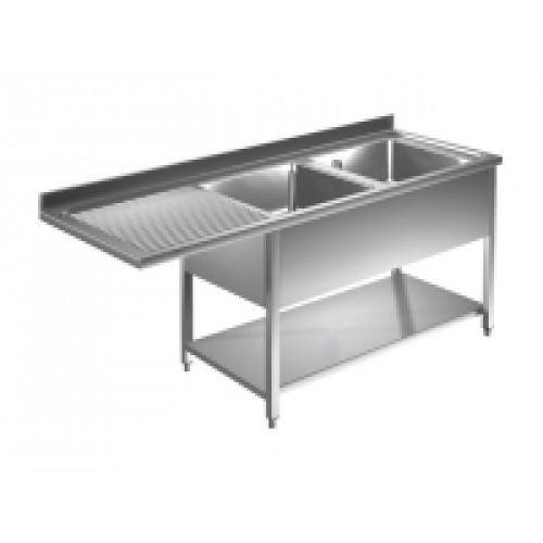 Spülmaschinentisch 2 Becken Rechts 1600x700x950mm Spülmaschinentisch 2 Becken Rechts 1600x700x950mm