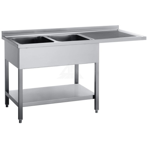 Spülmaschinentisch 2 Becken Links 1600x700x950mm Spülmaschinentisch 2 Becken Links 1600x700x950mm