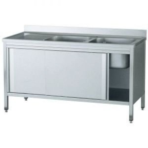 Spülschrank 3 Mitte Becken und Schiebetüren 1800x700x850mm Spülschrank 3 Mitte Becken und Schiebetüren 1800x700x850mm