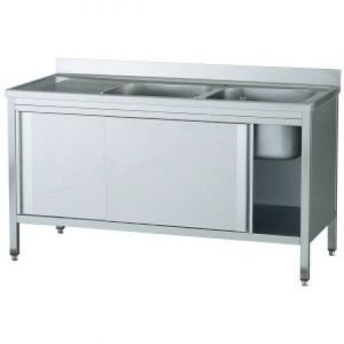 Spülschrank 3 Mitte Becken und Schiebetüren 2400x700x850mm