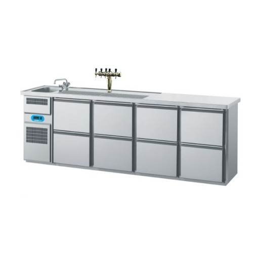 Chromonorm Getränketheken mit 1 Becken GN 1/1 /2650x700x980mm Chromonorm Getränketheken mit 1 Becken GN 1/1 /2650x700x980mm