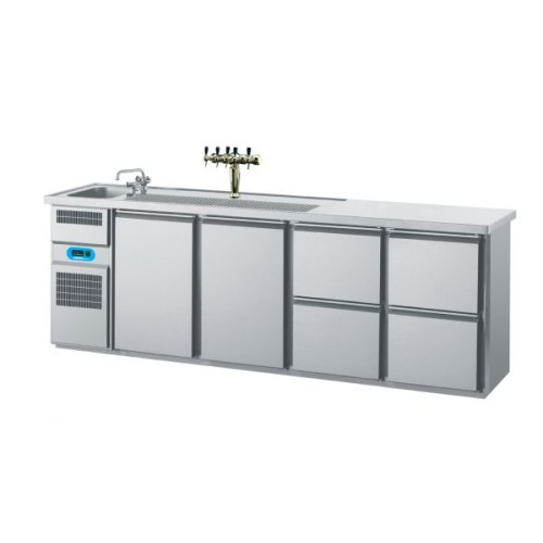 Chromonorm Getränketheken mit 1 Becken GN 1/1 /2650x700x980mm Chromonorm Getränketheken mit 1 Becken GN 1/1 /2650x700x980mm