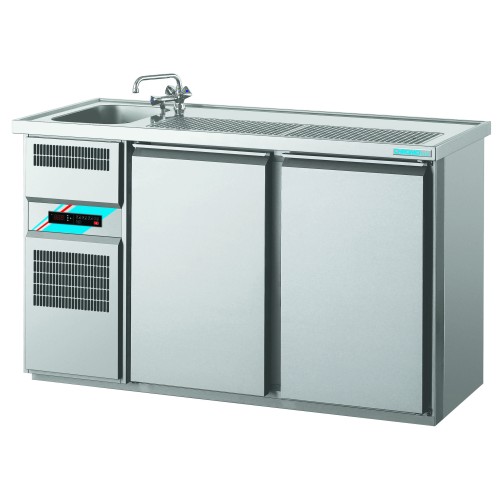 Chromonorm Getränketheken mit 1 Becken GN 1/1 /1550x700x980mm Chromonorm Getränketheken mit 1 Becken GN 1/1 /1550x700x980mm