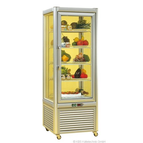 Panoramakühlvitrinen in Silber mit 5 Rosten 680x690x1820mm