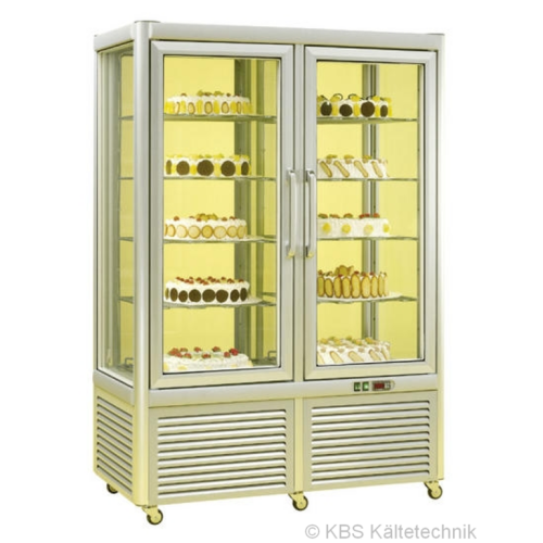 Panoramakühlvitrinen in Silber mit 10 Rosten 1270x690x1820mm