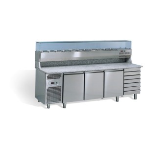 Studio54 Pizza Kühltisch TEQUILA 2420 mit Kühlaufsatz