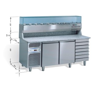Studio54 Pizza Kühltisch TEQUILA 1900 mit Kühlaufsatz