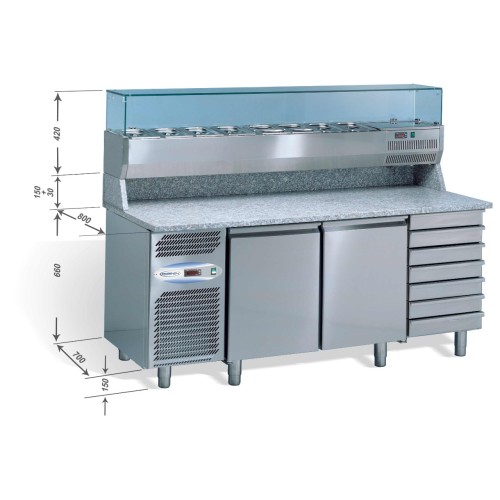 Studio54 Pizza Kühltisch TEQUILA 1900 mit Kühlaufsatz Studio54 Pizza Kühltisch TEQUILA 1900 mit Kühlaufsatz