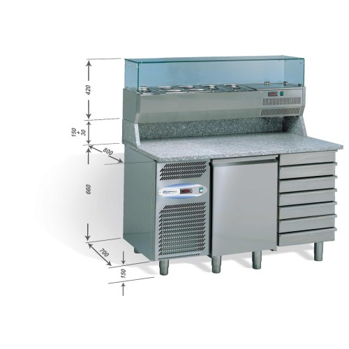 Studio54 Pizza Kühltisch TEQUILA 1410 mit Kühlaufsatz Studio54 Pizza Kühltisch TEQUILA 1410 mit Kühlaufsatz