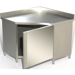 Eckschrank Edelstahl mit Aufkantung 1000x1000x850mm Anschl:700mm