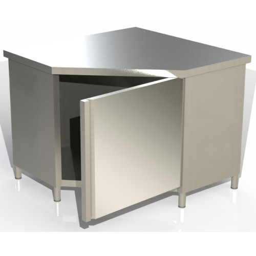 Eckschrank Edelstahl O Aufkantung 1000x1000x850mm Anschl: 600mm