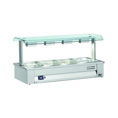 Mobile 2x GN 1/1 Bain-Marie mit Niesschutz 760x630x710mm