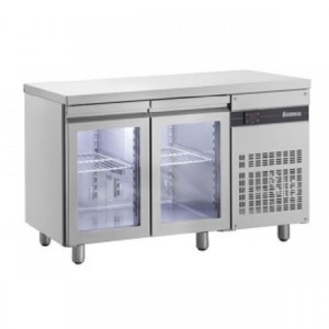 Glastür Gewrbekühltisch GN1/1 Umluft/ 1345x600x850mm