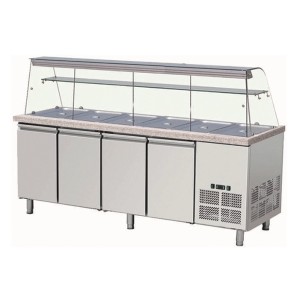 Saladette mit Glas Aufsatz 6 x GN 1/1 -2230x800x1400mm