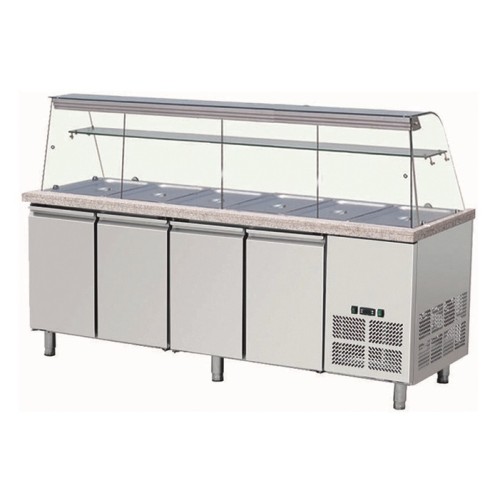 Saladette mit Glas Aufsatz 6 x GN 1/1 -2230x800x1400mm