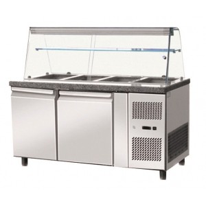 Saladette mit Glas Aufsatz 4 x GN 1/1 -1530x800x1400mm