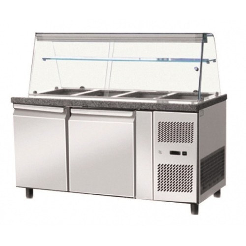 Saladette mit Glas Aufsatz 4 x GN 1/1 -1530x800x1400mm