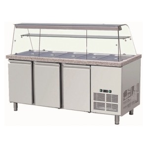 Saladette mit Glas Aufsatz 5 x GN 1/1 -1880x800x1400mm