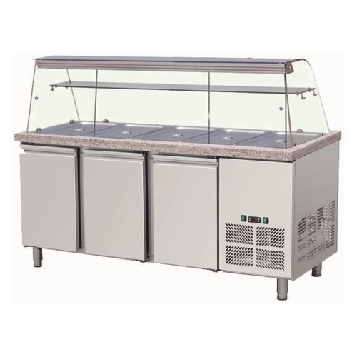 Saladette mit Glas Aufsatz 5 x GN 1/1 -1880x800x1400mm