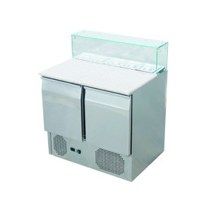 Pizza Saladette mit Glasaufsatz 5x GN 1/6-900x700x1080mm Pizza Saladette mit Glasaufsatz 5x GN 1/6-900x700x1080mm