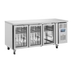 Polar U-Serie Premium 3-türiger Thekenkühlschrank mit Glastüren 